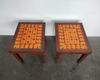 Image 3 of Pair of (2) of 1940s Arts and Crafts Marquetry Tables 