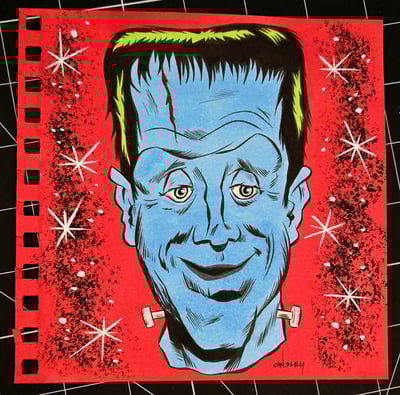 Image of HERMAN MUNSTER 6x6 SKETCH BOOK ORIGINAL ARTWORK! THE MUNSTERS!
