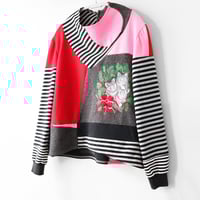 Image 3 of meow christmas cats courtneycourtney adult L large longsleeve patchwork funnel neck sweatshirt xmas 