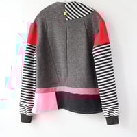 Image 4 of meow christmas cats courtneycourtney adult L large longsleeve patchwork funnel neck sweatshirt xmas 