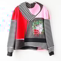 Image 6 of meow christmas cats courtneycourtney adult L large longsleeve patchwork funnel neck sweatshirt xmas 