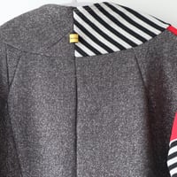 Image 5 of meow christmas cats courtneycourtney adult L large longsleeve patchwork funnel neck sweatshirt xmas 