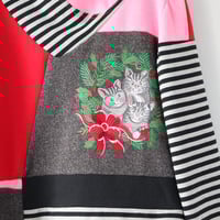 Image 2 of meow christmas cats courtneycourtney adult L large longsleeve patchwork funnel neck sweatshirt xmas 