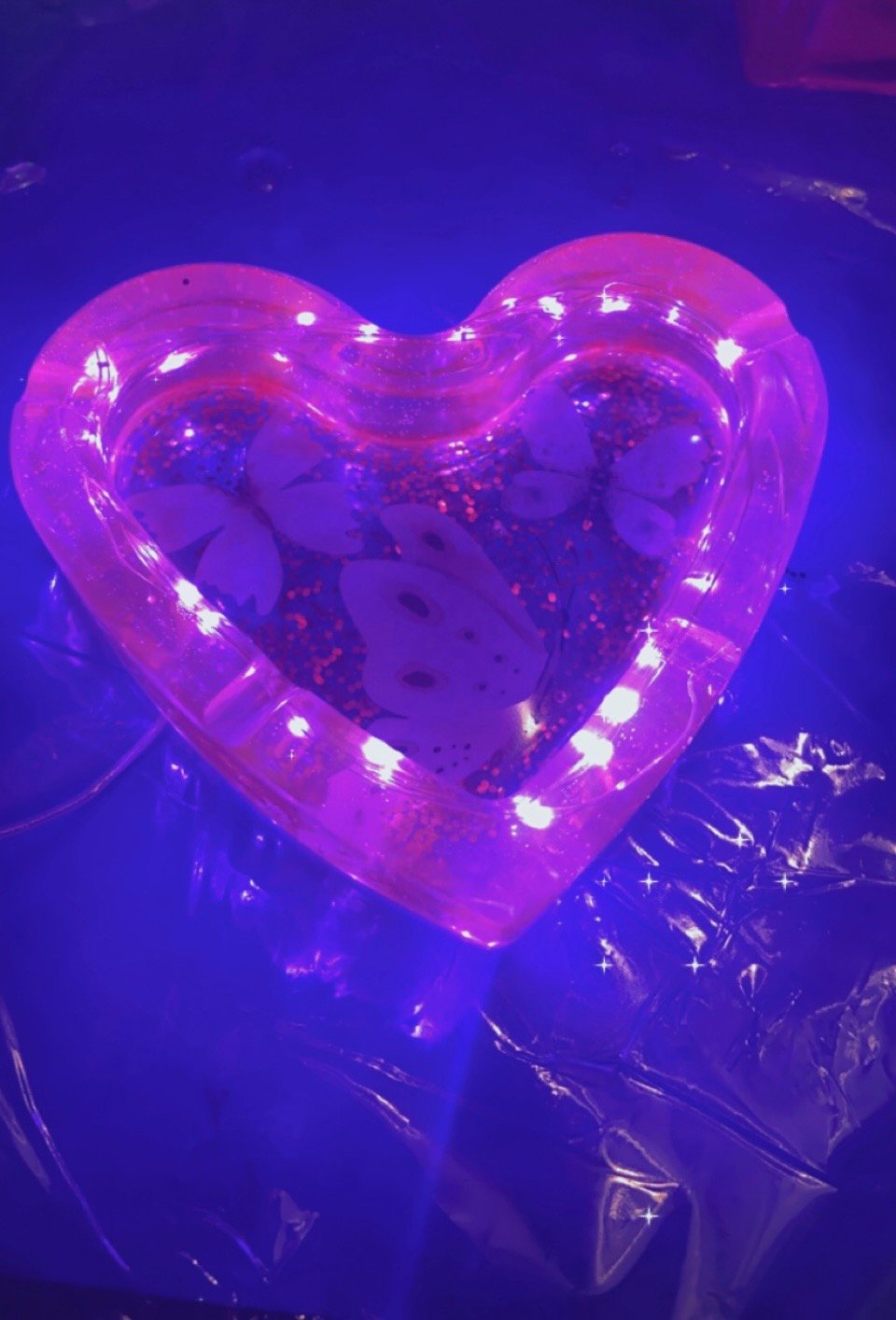 Image of Pink decorated heart ashtray/Jewelry holder with led lights