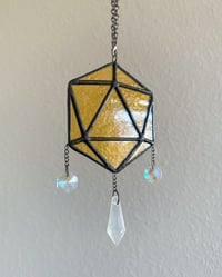 Image 3 of ODESZA Inspired Stained Glass Suncatcher Icosahedron Mobile (Mini) – Orange