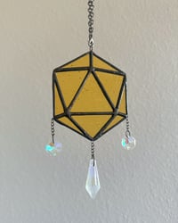 Image 2 of ODESZA Inspired Stained Glass Suncatcher Icosahedron Mobile (Mini) – Orange