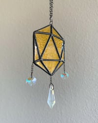 Image 4 of ODESZA Inspired Stained Glass Suncatcher Icosahedron Mobile (Mini) – Orange