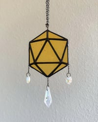 Image 1 of ODESZA Inspired Stained Glass Suncatcher Icosahedron Mobile (Mini) – Orange