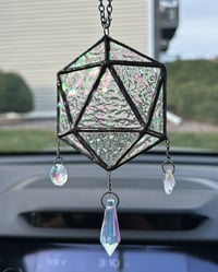 Image 5 of ODESZA Inspired Stained Glass Suncatcher Icosahedron Mobile (Mini) – Orange