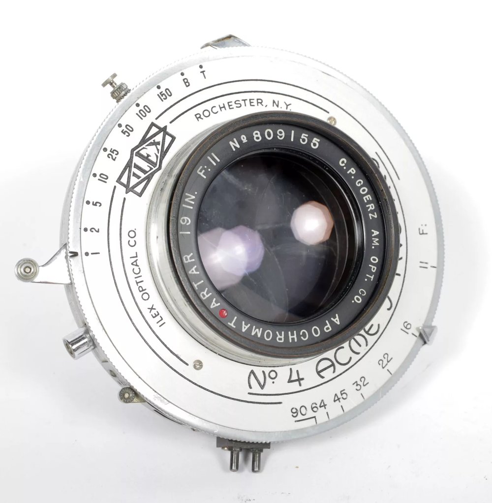 Image of Goerz Apochromat [Red Dot] Artar 19" [480mm] F11 Lens in Ilex #4 shutter #4885