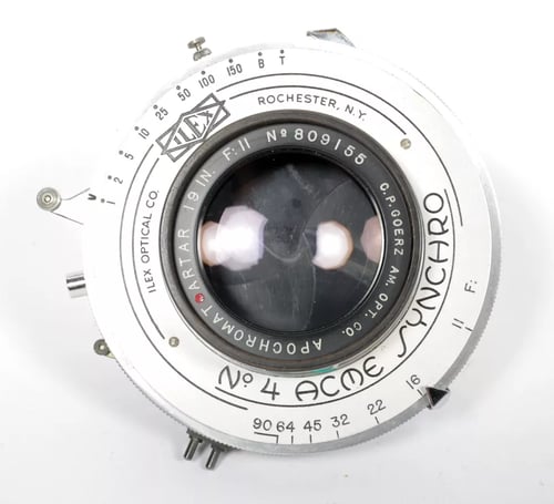 Image of Goerz Apochromat [Red Dot] Artar 19" [480mm] F11 Lens in Ilex #4 shutter #4885