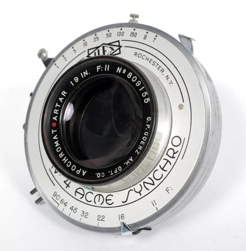 Image of Goerz Apochromat [Red Dot] Artar 19" [480mm] F11 Lens in Ilex #4 shutter #4885