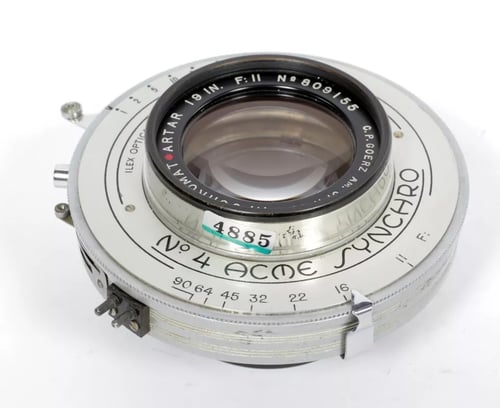 Image of Goerz Apochromat [Red Dot] Artar 19" [480mm] F11 Lens in Ilex #4 shutter #4885