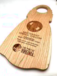 Image 3 of SCUBA Diver Fin Award Gift Cherry Wood Personalized Laser Engraved