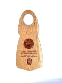 Image 1 of SCUBA Diver Fin Award Gift Cherry Wood Personalized Laser Engraved