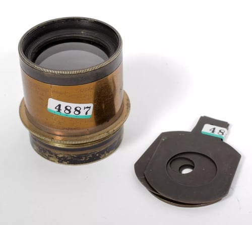 Image of Ross London Rapid Symmetrical Lens 8X5 barrel brass lens + waterhouse stops #4887