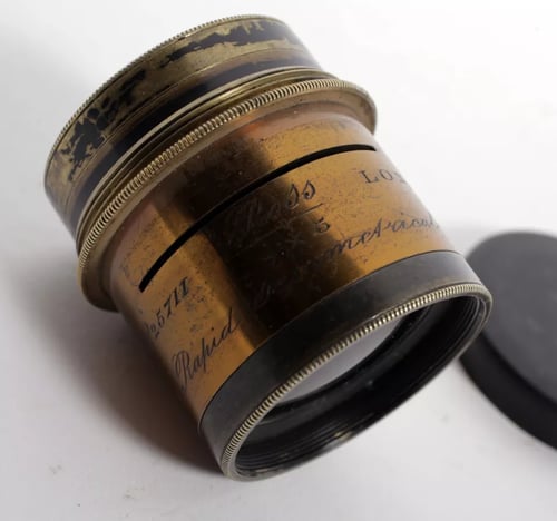 Image of Ross London Rapid Symmetrical Lens 8X5 barrel brass lens + waterhouse stops #4887