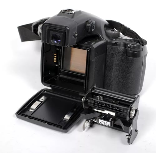 Image of Mamiya AFD 645 6X4.5 medium format camera w/ 80mm lens + 120/220 back #4897