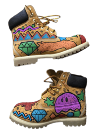 Image 2 of Timberland 6 inch Premium wheat custom made hand painted boots 