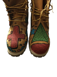 Image 3 of Timberland 6 inch Premium wheat custom made hand painted boots 