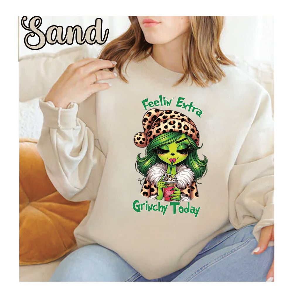 Image of LEOPARD GREEN  BADDIE CREWNECK SWEATER
