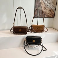 Image 1 of PU Leather Classic Lock Clasp Bag