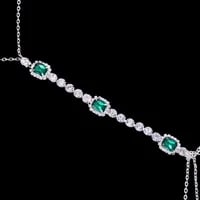 Image 5 of Rhinestone and Faux Emerald Neck Body Chain