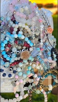 Image 1 of Crystal beaded and glass bracelets 