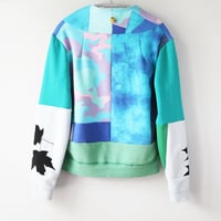 Image 6 of triceratops maple leaf courtneycourtney adult M medium longsleeve patchwork funnel neck sweatshirt