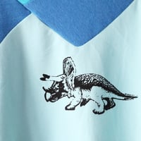 Image 2 of triceratops maple leaf courtneycourtney adult M medium longsleeve patchwork funnel neck sweatshirt