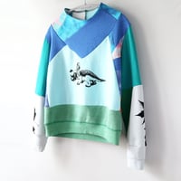 Image 8 of triceratops maple leaf courtneycourtney adult M medium longsleeve patchwork funnel neck sweatshirt