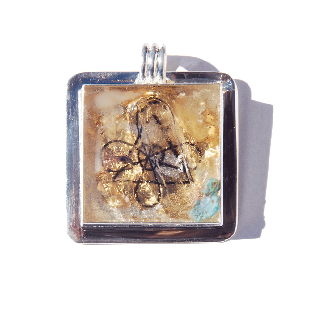 Image of Square Bezel:  Brazilian Quartz/Turquoise/24K Gold/Gnosa - 80