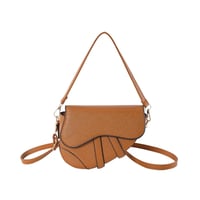 Image 7 of PU Leather Magnetic Buckle Saddle Handbag