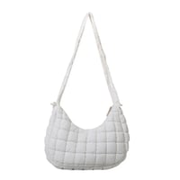 Image 7 of Stitched Square Cloth Zipper Shoulder Bag