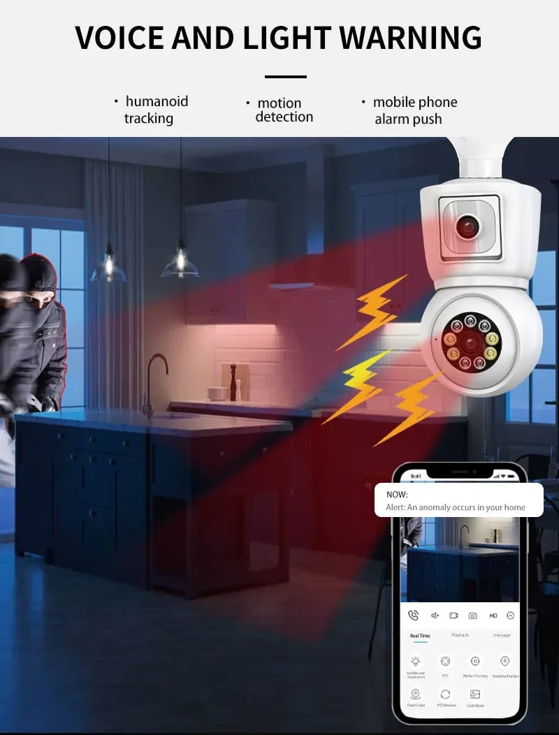 MSL 4K 8MP E27 Bulb WiFi Security Camera with Night Vision