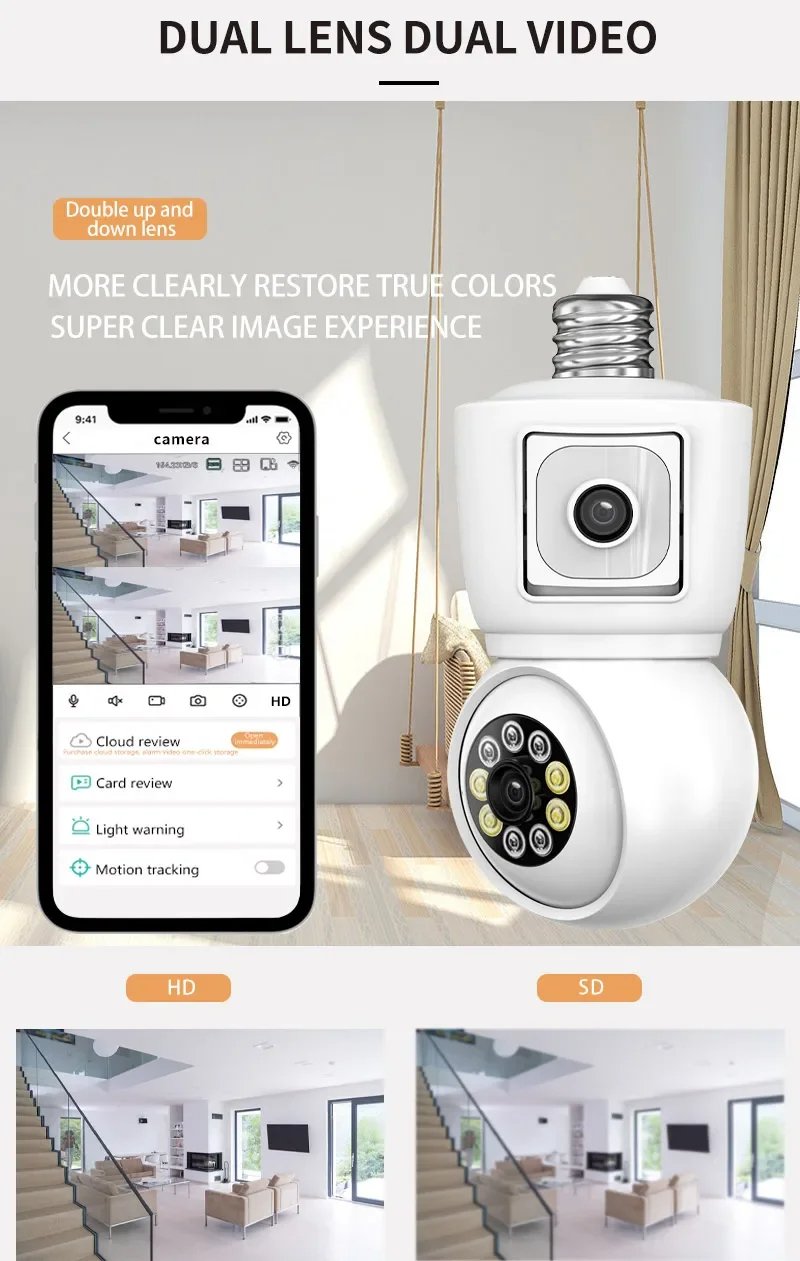 MSL 4K 8MP E27 Bulb WiFi Security Camera with Night Vision
