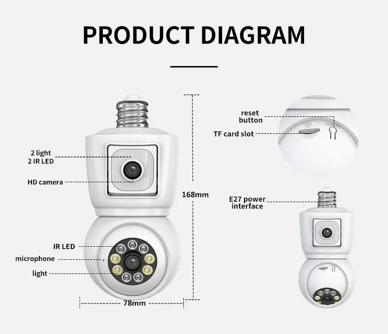MSL 4K 8MP E27 Bulb WiFi Security Camera with Night Vision