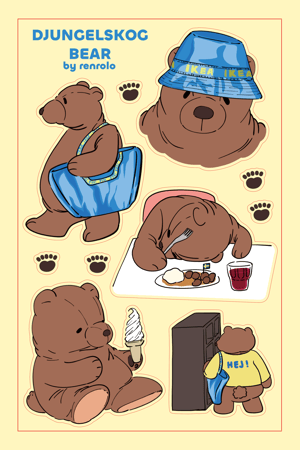 Image of Djungelskog Bear Sticker Sheet