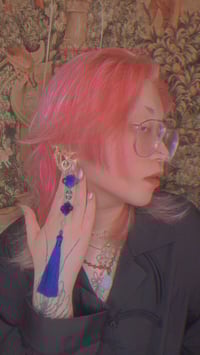 Image 1 of LAPIS HERALD ACRYLIC & METAL EARRINGS (SINGLE)
