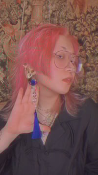 Image 3 of LAPIS HERALD ACRYLIC & METAL EARRINGS (SINGLE)