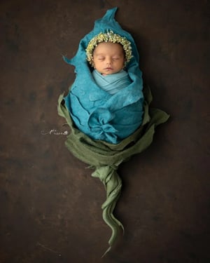 Image of Shop the Look: Teal & Green Blossom Merino Silk Felted Layers, set of 2 layers