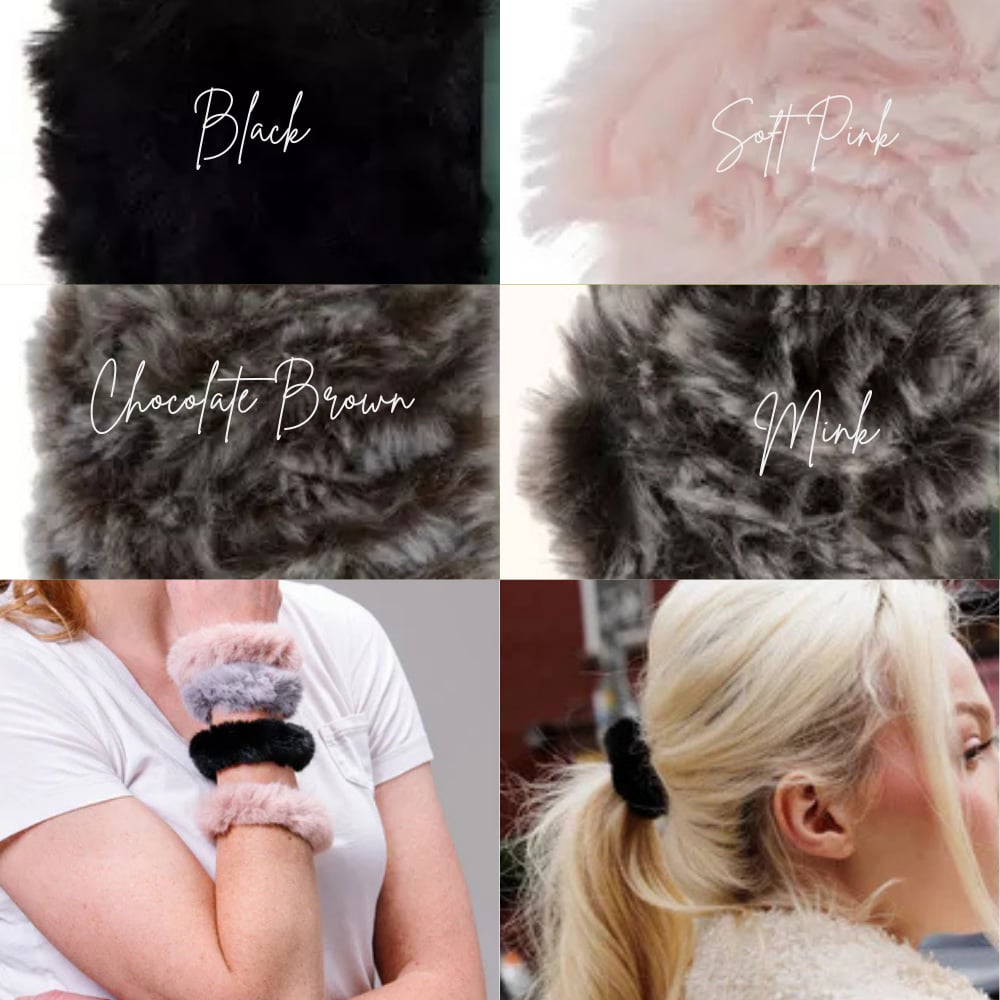 FAUX FUR SCRUNCHIE CHOCOLATE BROWN FAUX FUR SCRUNCHIE CHOCOLATE BROWN