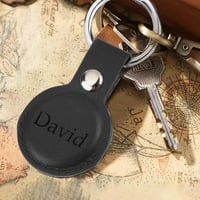 Image 2 of Personalized Apple AirTag Leather Keychain 