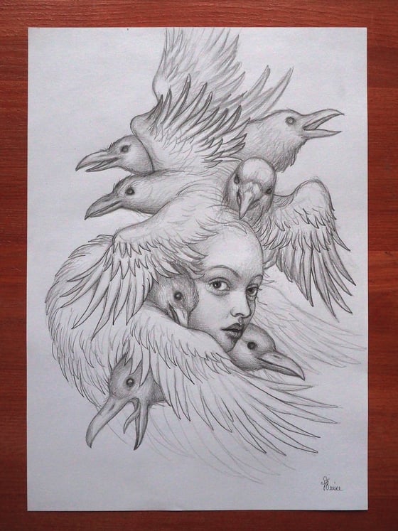 Image of sketch of "Sister of the 7 Crows"