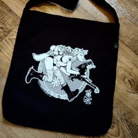 Image 1 of RUN TANK GIRL RUN - ORGANIC COTTON BLACK TOTE BAG - with bonus postcards