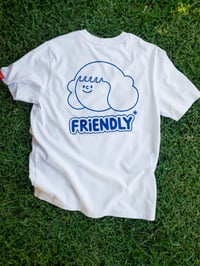 Image 2 of Friendly* T-shirt / White + Blue 