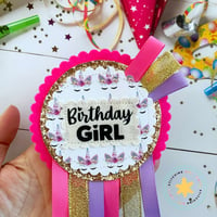 Image 1 of Birthday Girl Unicorn Glitter Rosette