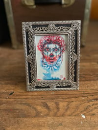 Image 1 of Framed Gouache Red/Blue Clown Painting 