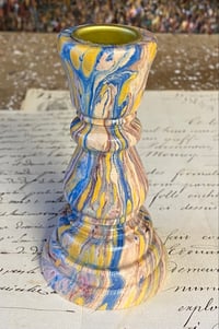 Image 1 of Hand Marbled wooden candlestick 