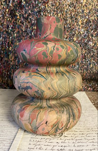 Image 1 of CHARITY SALE // prototype large hand marbled wavy paper maché vase // MS Society 